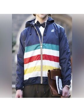 K-Way x Hudson's Bay Company Limited Edition Striped Windbreaker Jacket Size XL